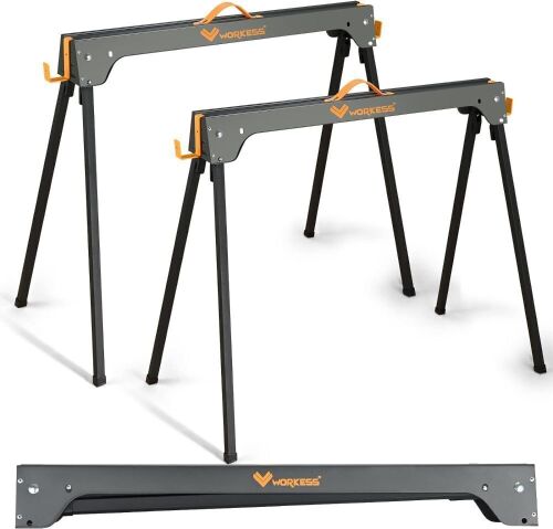 WORKESS Heavy Duty Folding Portable Saw Horses, 2 pack - Lot 615