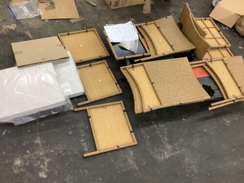3-Piece Outdoor Patio Wicker Bistro Set w/ Side Storage Table - Missing Side Piece for Table  - Lot 562
