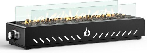 Onlyfire 28" Tabletop Gas Fire Pit with Glass Wind Guard - Lot 16