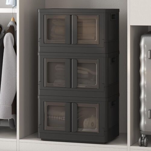 FLEXIMOUNTS Stackable Storage Bins With Lids, 3 Pack - Lot 611