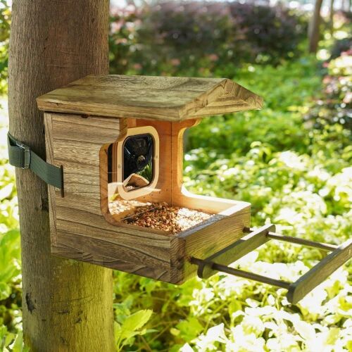 Natural Wooden Bird Feeder for BLINK XT3/XT2/XT Cam - Camera Not Included  - Lot 522