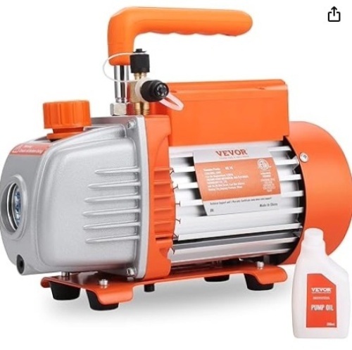 1-Stage HVAC Vacuum Pump with Oil, AC Vacuum Pump 134a, 4-Pole Pure Copper Motor-Longer Running Time, for Resin Degassing, Refrigeration Maintenance, Vacuum Package etc. - Lot 67