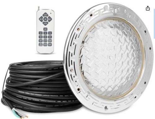 SH101100 5G LED RGBW 10 Inch 120VAC Pool Lights for Inground Pool, Led Light for Inground Pool with 100 Foot Cord for 10 inch Wet Niche, UL Listed with Remote Controls(50FT) - Lot 69