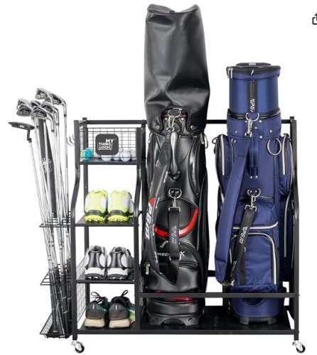 Mythinglogic Golf Storage Garage Organizer, Golf Bag Storage Stand and Other Golfing Equipment Rack, Extra Storage Rack for Golf Clubs - Lot 70