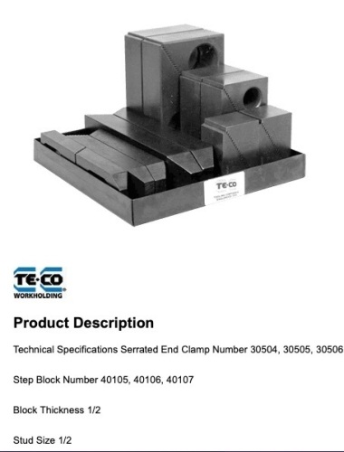 Te-Co Step Block and Clamping Set - #21004; 1/2 Stud Size - Lot 76