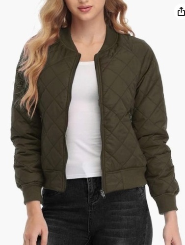 xs andy & natalie Women's Bomber Jacket 2023 Fashion Qulited Casual Jackets Long Sleeve Zip up Bomber Jacket with Pockets - Lot 81