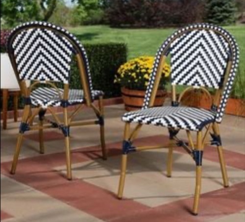 2x Baxton Studio Celie Bistro Dining Side Chairs in Navy and White  - Lot 100