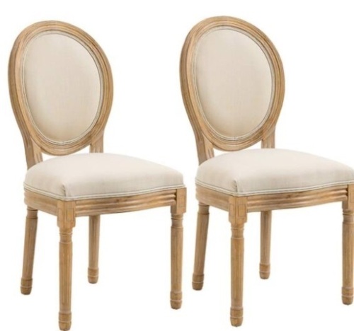 HOMCOM French-Style Beige Linen Chairs (Set of 2) - Lot 101
