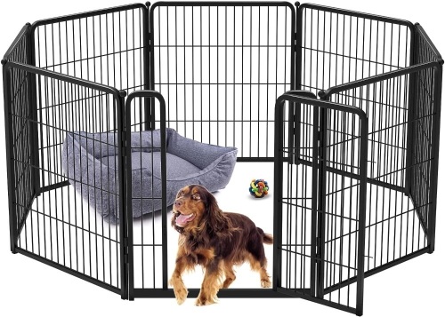 FXW Homeplus Indoor Dog Playpen - Stress-Free and Safe Play, 32 Inch 8 Panels for Small and Medium Dogs, Black│Patented - Lot 1757