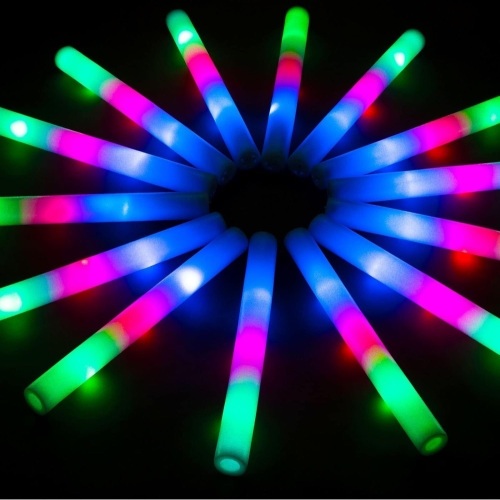 SHQDD240 Pack Giant LED Foam Sticks, Glow Stick Bulk Party Pack with 3 Modes Colorful Flashing, Glow in the Dark Party Supplies for Wedding, Raves, Concert, Party, Camping - Lot 2216