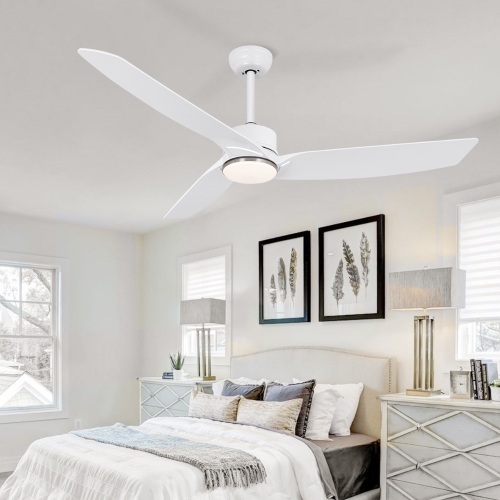 Ohniyou 56" Ceiling Fans with Lights and Remote,Modern Flush Mount Ceiling Fans with 3 Blades - Lot 2244