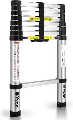 Yvan Telescoping Ladder, 8.5 FT One Button Retraction Aluminum Telescopic Extension Extendable Ladder,Slow Down Design Multi-Purpose Compact Ladder for Household Daily or Hobbies,250 Lb Capacity… - Lot 2253