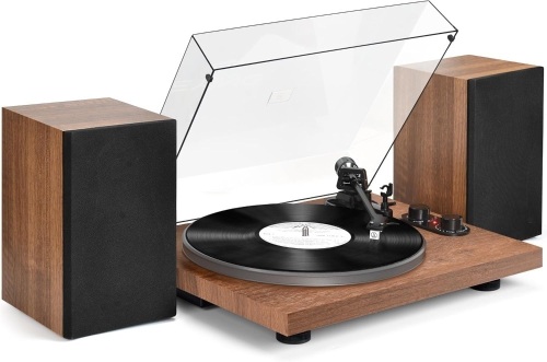 Record Player Turntable with 40W Speakers and Bluetooth Output Input for Vinyl Records,Vinyl Record Player with Built-in Preamp,AT-3600L Cartridge,USB Record,Pitch and Counterweight - Lot 2345