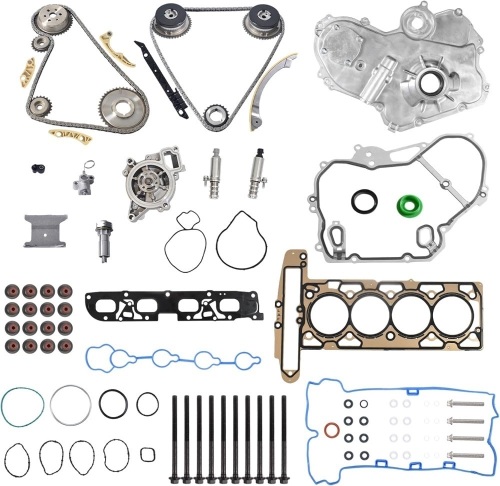 2.4 Timing Chain Kit with Water Pump Oil Pump Head Gasket for 2011-2017 Chevy Equinox Malibu GMC Terrain Buick Regal Verano 2.4L Ecotec - Lot 2346