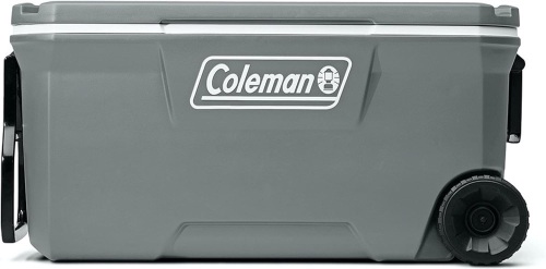Coleman 316 Series Insulated Portable Cooler with Heavy Duty Wheels, Leak-Proof Wheeled Cooler with 100+ Can Capacity, Keeps Ice for up to 5 Days, Great for Beach, Camping, Tailgating, Sports, & More - Lot 2364