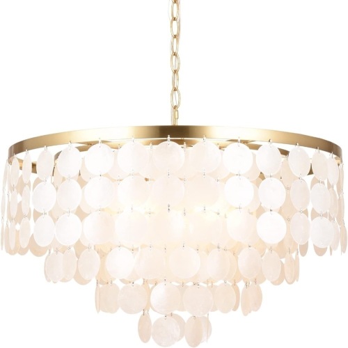 ALICE HOUSE 24" Dining Room Chandeliers, Brushed Brass Finish, 5 Light Coastal Ceiling Hanging Light for Kitchen, Living Room, Bathroom and Bedroom, ETL Listed, AL2608-P5 - Lot 2368