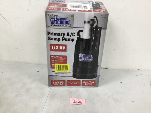 Basement Watchdog Primary A/C Sump Pump - Lot 2421
