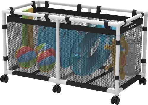 Pool Storage Bin, 90 Gallons, Holder for Noodles, Toys, Floats, Towels, Mesh Organizer for Swimming Equipments, Mini Plus Style - Lot 2503