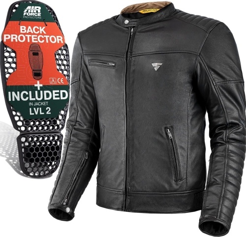 SHIMA WINCHESTER 2.0 Motorcycle Jacket for Men | Classic Leather Biker Jacket with CE Back, Shoulder, Elbow Protectors, reinforced double seams (Black, M) - Lot 2385