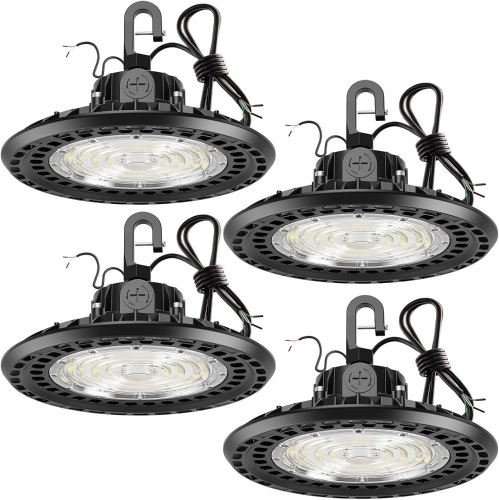 4 Packs High Bay LED Lights, High Bay Led Shop Lights for Warehouse Barn Factory, 5000K Daylight, 240W, 100-277V, Dimmable 0-10V, Waterproof, Commercial Bay Lighting, Super Bright, UL,Black - Lot 2390