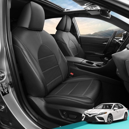 for Toyota Camry Seat Covers LE SE SE Nightshade 2018 2019 2020 2021 2022 2023 2024, Custom Fit Car Seat Covers Full Set, Luxury Leather Waterproof Seat Covers for Cars, Black Not for Hybrid - Lot 2393