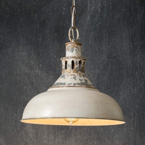 CTW Home Collection Distressed White Barn Pendant Light - Lot 2395