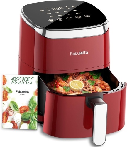 Air Fryers 4 Qt, Fabuletta 9 Cooking Functions Smart Air Fryers, Shake Reminder, Powerful 1550W Electric Hot Air Fryer,Tempered Glass Display, Dishwasher-Safe & Nonstick, Quiet, Fit for 2-4 People - Lot 2455