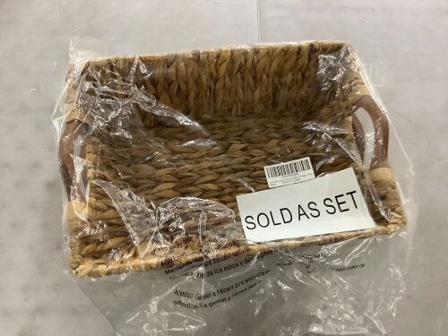 Water Hyacinth Hand Woven Basket, 2 Pack  - Lot 338