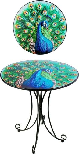 Peacock Pattern Outdoor Side Table  - Lot 539