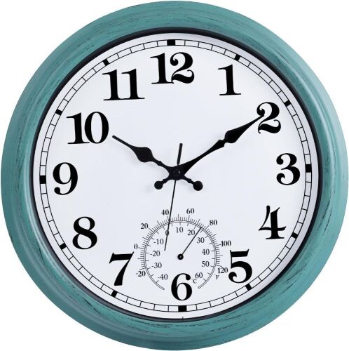 QWARVEL 16 Inch Indoor/Outdoor Wall Clock  - Lot 699