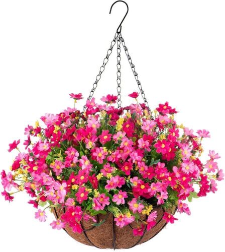  Artificial Hanging Flowers in 12 inch Coconut Lining Basket - Lot 856