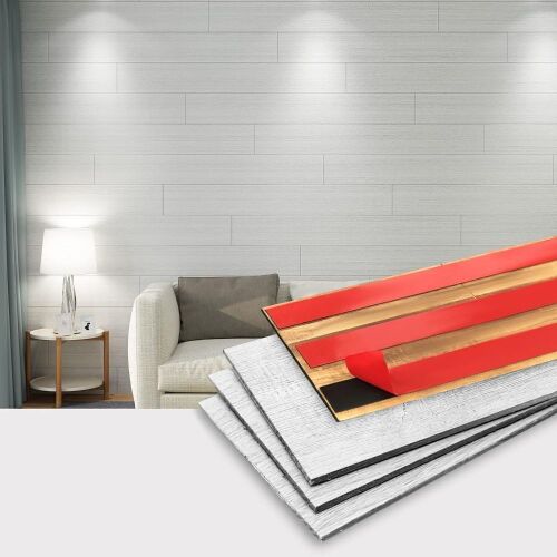 Art3d Peel and Stick Reclaimed Barn Wood Planks for Wall, White-Washed, 16 sq ft  - Lot 845