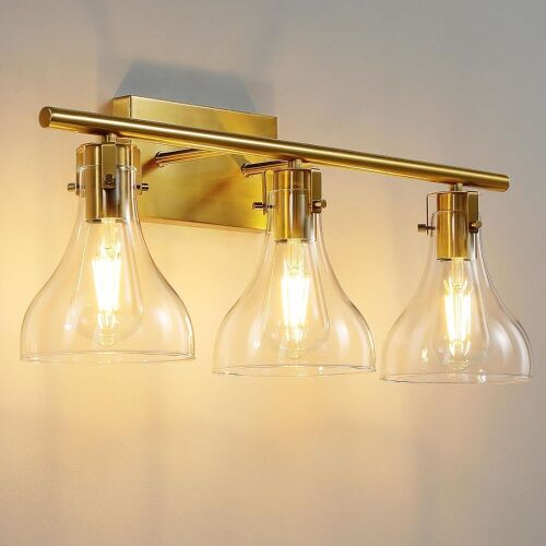 KUCICO 3-Light Vanity Light Fixture with Glass Shade - Lot 701