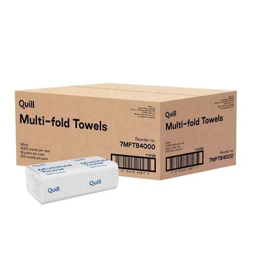Quill Multi-Fold Paper Towels, 250 Sheets/Pack, 16 Packs/Case - Lot 144