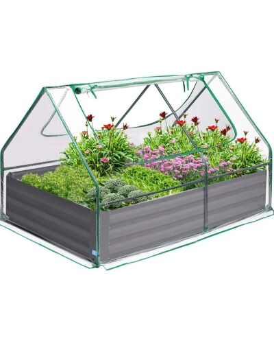 Quictent 4' x 3' x 1' Galvanized Garden Bed with Cover - Lot 768