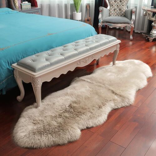 IRIWOOL Premium Genuine Fur Sheepskin Rug, Double Pelt, 2' x 6'  - Lot 566