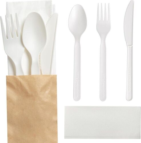 7" Heavy Duty Disposable Cutlery Sets, Individually Wrapped, 125 Packs - Lot 786