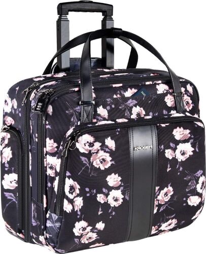 KROSER 15.6 Inch Rolling Laptop Briefcase, Rose Pattern - Lot 604