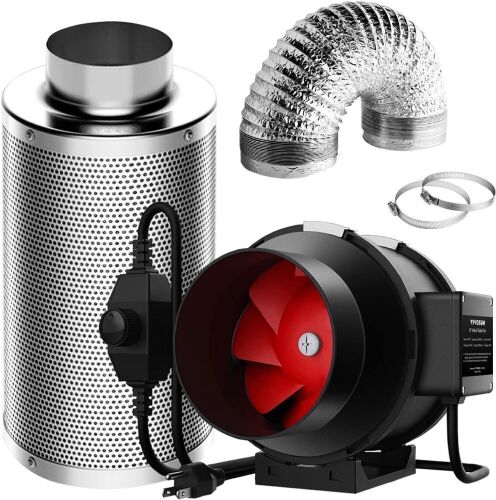 VIVOSUN Grow Tent Ventilation System, 6 Inch Inline Duct Fan with Speed Controller, 6'' Carbon Filter, and 16ft. Ducting Combo - Lot 660