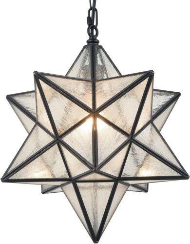 Modern Moravian Star Pendant Light Seeded Glass, 16"  - Lot 558