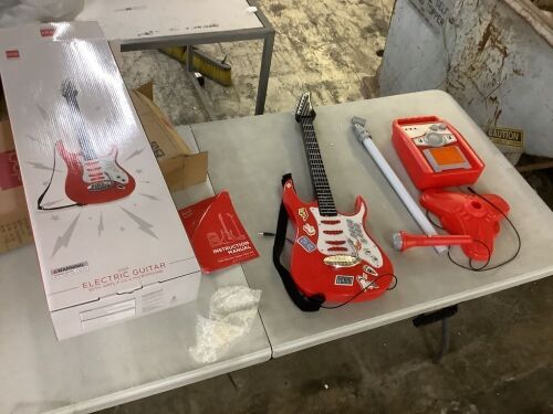 Kids Electric Guitar Toy Play Set w/ 6 Songs, Microphone, Amp - Lot 276