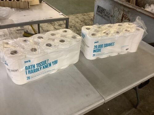 Lot of (2) Perk Septic Safe 1-Ply Toilet Paper, White, 1000 Sheets/Roll, 20 Rolls/Pack - Lot 458