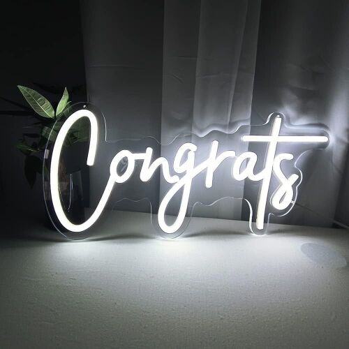 Congrats Flexible LED Silicone Neon Sign 20" x 8"  - Lot 459