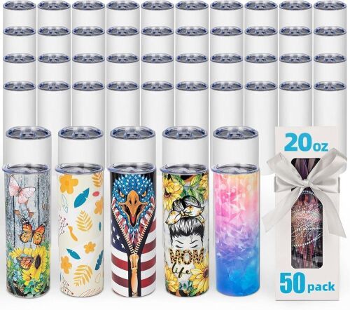 50 Pack 20oz Stainless Steel Sublimation Tumbler Blanks  - Lot 80