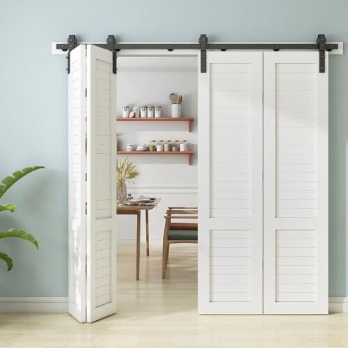 JUBEST 76" Bi-Folding Sliding Barn Door Hardware Track Kit - Lot 663