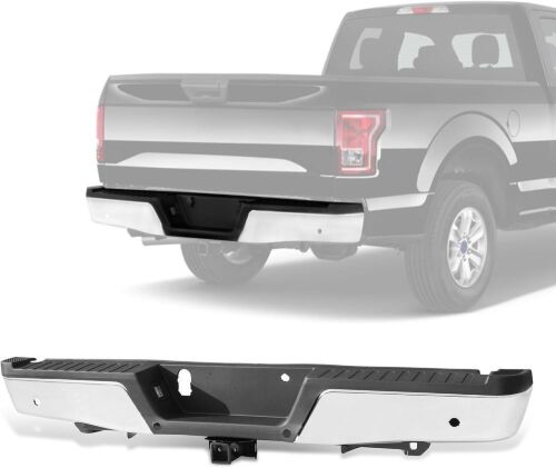  Chrome Rear Step Bumper Assembly w/Max Tow Hitch & Parking Aid Sensor Hole for 2015-2020 Ford F-150  - Lot 58
