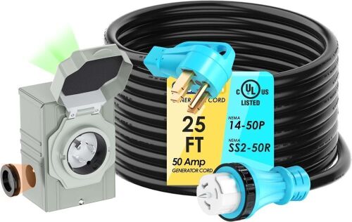  CircleRiver 50 Amp 25FT Generator Cord and Power Inlet Box  - Lot 33
