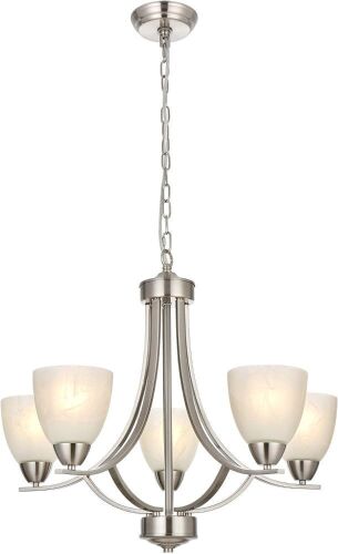 BONLICHT 5 Light Transitional Chandelier, Brushed Nickel  - Lot 40