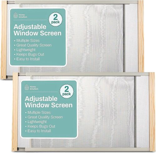 Home Intuition 2-Pack Adjustable Horizontal Window Screen 25-45 inches Wide, 15 Inches High - Lot 182