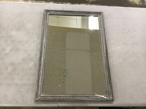 Rustic Wall Mirror with Wood Frame 26" x 18"  - Lot 250
